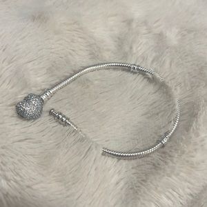 Pandora moments sparkling heart clasp snake chain bracelet